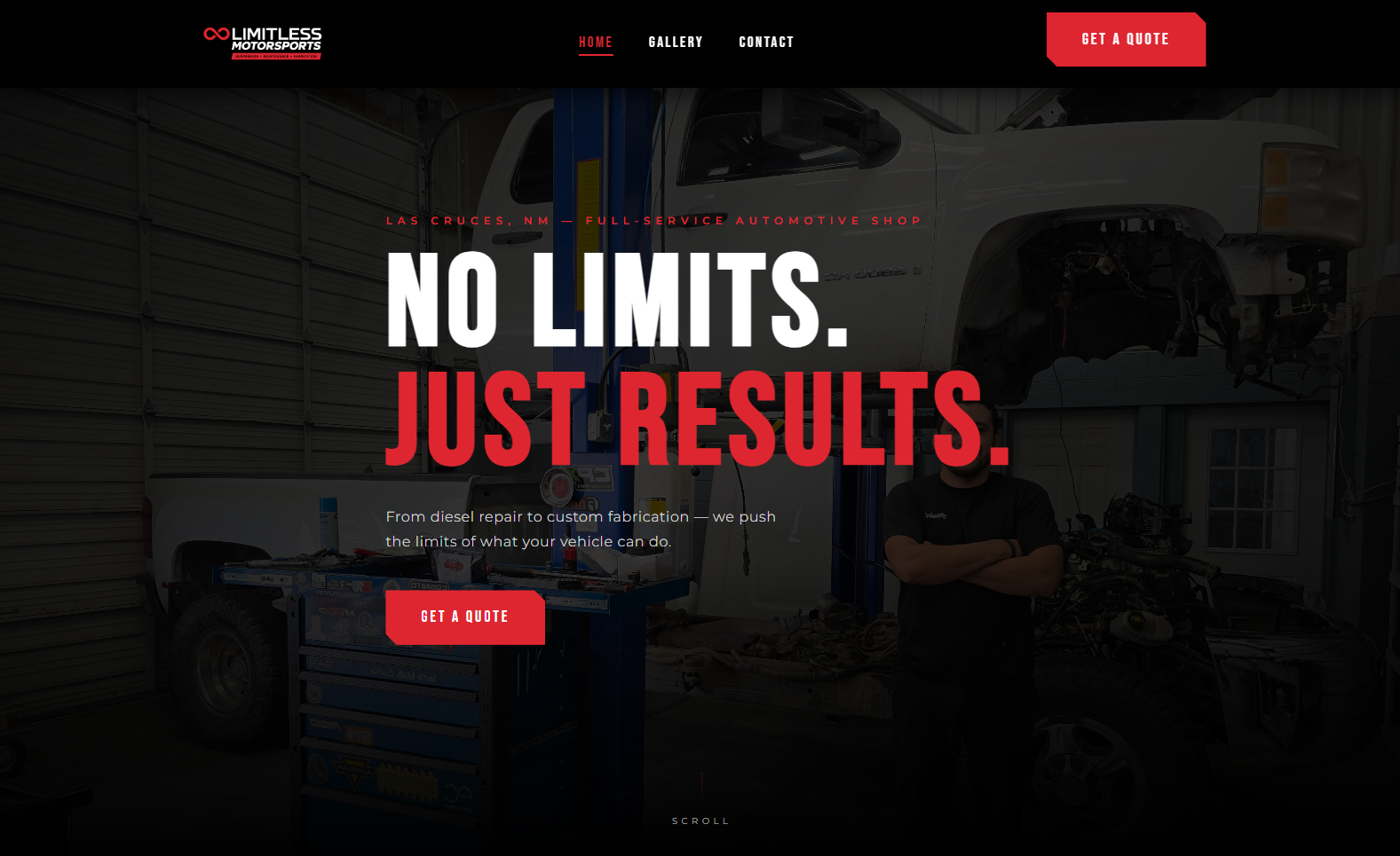 Limitless Motorsports website preview
